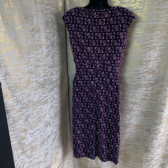 Ralph Lauren Purple Geometric Print Jersey Sheath Faux Wrap Dress Size 4 - Picture 8 of 14